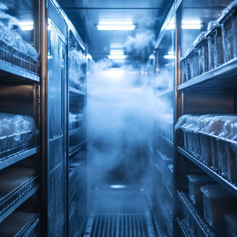 Chambre froide contenant des effets et dégageant du froid intense